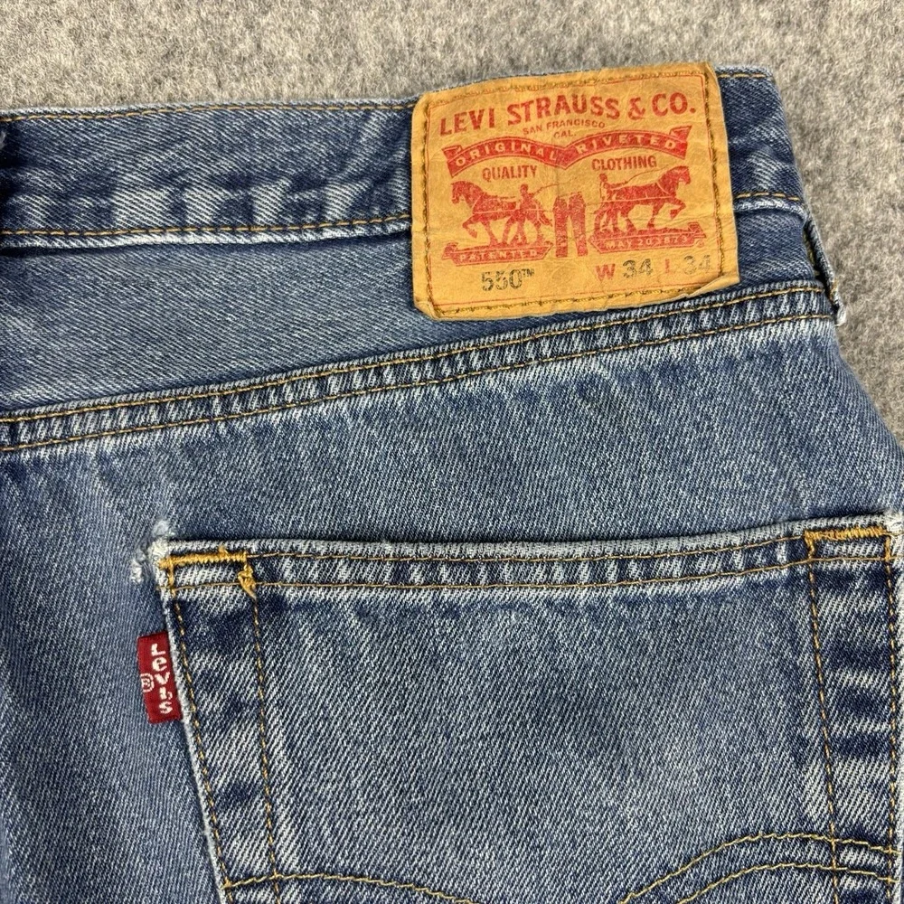 Levi's 505 Jeans‎ Mens 34x34 Straight Leg Medium Wash Work Painters Blue Denim